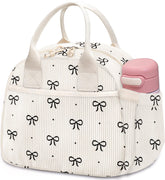Carry bloom lunch bag corduroy exterior shows durable, stylish everyday use.