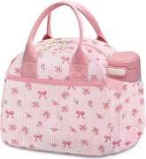Carry bloom corduroy pink lunch box, stylish for daily meals.