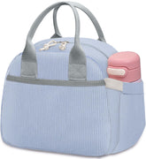 Carry bloom lunch bag with corduroy texture for durable everyday style.