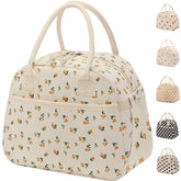 Carry bloom lunch box with front pocket for cutlery, perfect for work meals.