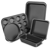 CasaCulina baking pans set assembled for an all-in-one session with versatile shapes for everyday baking.