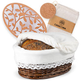 CASADEMA bread-warmer-basket with liner keeps loaves warm for family gatherings.