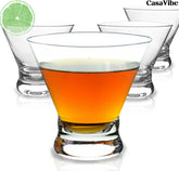 CasaVibe stemless martini glasses viewed from top for stable serving.