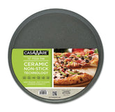 CasaWare 12-inch pizza pan with silver granite coating for easy release.