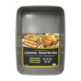 Casaware silver granite ceramic-coated lasagna pan with easy-release surface for clean baking