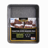 Casaware Ultimate Series toaster oven pan with silver granite ceramic coating for easy release.