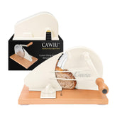 CAWIU bread slicer with cream finish and hand crank for even slices