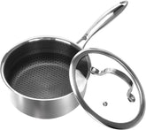CBYJK 1QT saucepan with honeycomb bottom view for effortless non-stick cooking