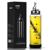 CCKO glass olive oil dispenser bottle, side view, durable borosilicate glass for daily use