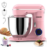CEBORY 3-in-1 pink stand mixer front view ready for versatile baking tasks