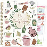 Ceiba Tree Recipe Book cover with watercolor utensils inspires organized cooking ideas.