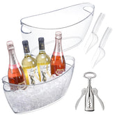 Cenjeery 2-pack clear ice buckets with scoops for easy party cooling.