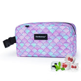 Cerbonny Freezable Cooler Bag with purple fish design, front view, ready for on-the-go packing