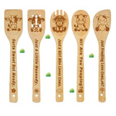 CHACROC cow wooden spoons 5pcs in natural bamboo for versatile cooking