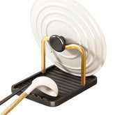 CHANNICORNER anti-rust spoon rest with lid holder on counter, keeps cookware organized