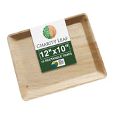 Charity Leaf palm leaf tray 12x10 overview showing natural variation for elegant events