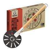 Chef Pomodoro 7-inch aluminium pizza peel with wooden handle for easy oven rotation.