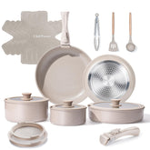 Chef Power ceramic nonstick 19-piece set ready for quick cooking and cleanup