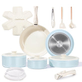 Chef Power ceramic nonstick 19-piece set with detachable handle ideal for compact RV cooking.