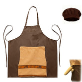 Chef's Prank Apron hidden pocket in brown fabric ready for kitchen moments