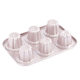 CHEFMADE canele mold pan with 6 cavities for even, golden-brown desserts.