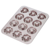 CHEFMADE donut mold cake pan with 12 cavities for even baking and easy release.