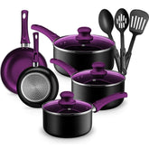 Chef's Star 11-piece purple cookware set shown, versatile for everyday cooking