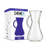 Chemex pour-over glass coffeemaker 3-cup in action for a clean, flavorful brew