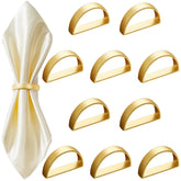 CHENGU 40-piece matte gold semicircle napkin rings for elegant table settings.