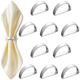 CHENGU semicircle matte silver napkin ring for elegant dining settings.