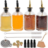 ChezMax syrup dispenser bottles set of four for organized kitchen pouring