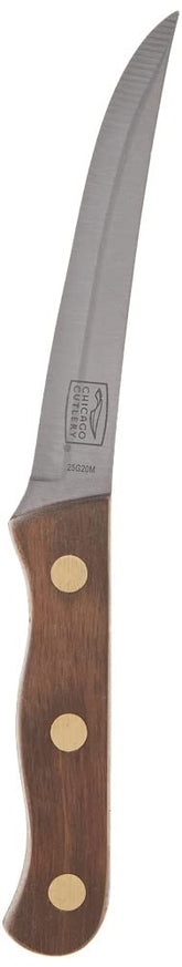 Chicago Cutlery B144 walnut-tradition steak knife set with walnut handle for precise slicing.