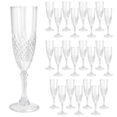 CHICERA 24-pc plastic champagne flutes with white crystal texture for elegant toasts.