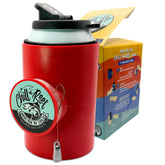 Chill-N-Reel fishing can cooler held in hand keeps drinks icy during fishing trips