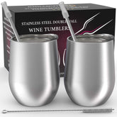 CHILLOUT LIFE 12 oz wine tumblers set with two cups for versatile cold drinks.
