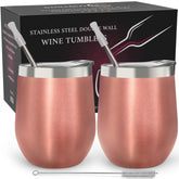 CHILLOUT LIFE 12 oz rose gold tumbler keeps drinks cold on picnics.