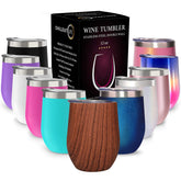 CHILLOUT LIFE 12oz wine tumbler with wood finish for stylish outdoor sipping