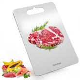 Chin-Best cutting board top view shows a durable stainless surface for everyday prep.
