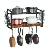 CHOEZON hanging pot rack wall mount with two tiers for efficient kitchen organization