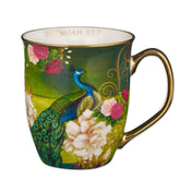 Christian Art Gifts blue peacock ceramic mug with floral design and elegant style for gifting