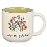 Christian Art Gifts sage green floral mug front view, ideal for daily coffee rituals