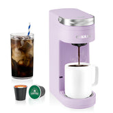 CHULUX Slim single-serve coffee maker lavender, front view, space-saving design for small kitchens.