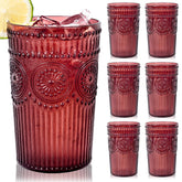 Ciaell 12-pack burgundy vintage glasses for stylish entertaining.