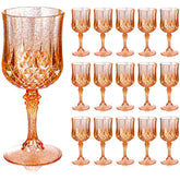 Ciaell amber plastic wine glass 7oz closeup showing a vintage crystal like sparkle