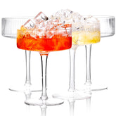Ciaell ribbed coupe glasses show vintage texture for elegant entertaining