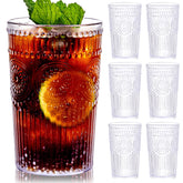 Ciaell romantic plastic glasses with embossed ribbed texture for vintage entertaining.
