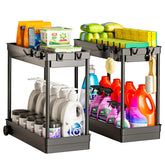 Cicilyna under-sink organizer with two tiers keeps bathroom essentials organized