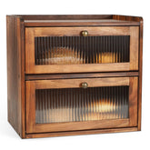 Ciilee Baby Bread Box front view with rustic pine and easy access.