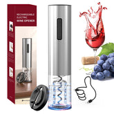 Circle Joy electric wine opener in silver offers effortless cork removal for entertaining guests.