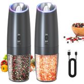 Circle Joy rechargeable grinder in action with gravity operation for effortless one-handed seasoning.